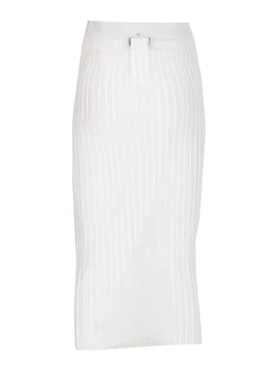 Sportmax Knitwear Culotte Midi Skirt With Sheer Effect In White