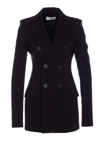 Sportmax Longline V-neck Jacket Button Detailing In Blue
