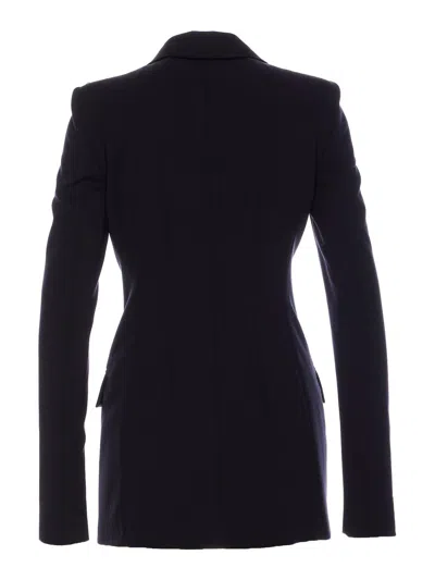 Sportmax Longline V-neck Jacket Button Detailing In Blue