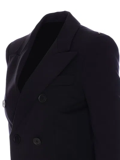 Sportmax Longline V-neck Jacket Button Detailing In Blue