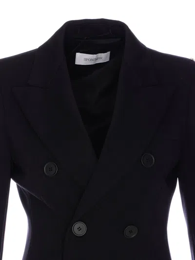 Sportmax Longline V-neck Jacket Button Detailing In Blue