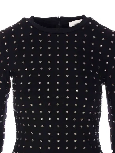 Sportmax All-over Embellished Crewneck Top In Black