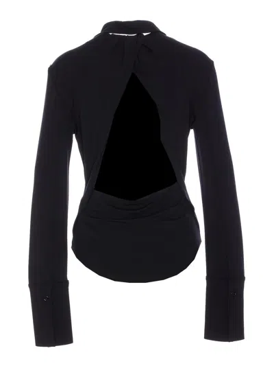 Sportmax Back Cut Out Long Sleeve Shirt In Black