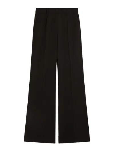 Sportmax Tailored Flare Wool Trousers With French Pockets In Black