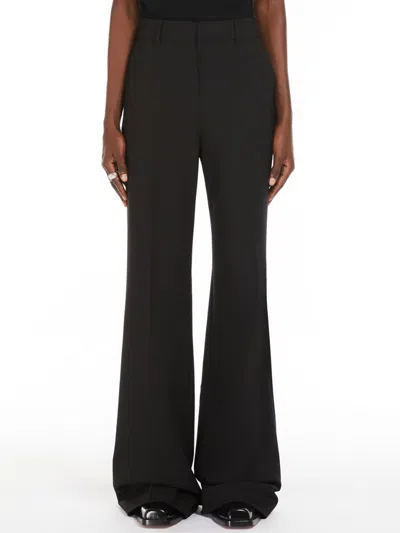 Sportmax Tailored Flare Wool Trousers With French Pockets In Black