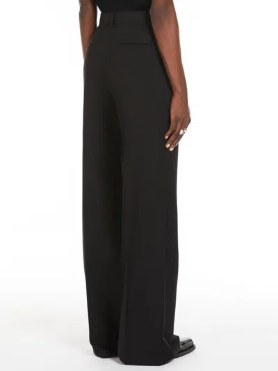 Sportmax Tailored Flare Wool Trousers With French Pockets In Black