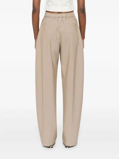 Sportmax Virgin Wool High-waisted Trousers In Brown