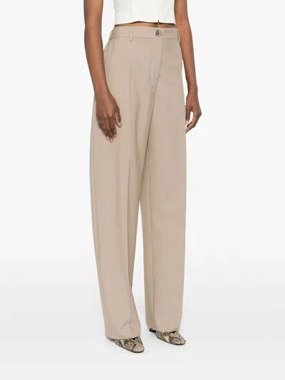 Sportmax Virgin Wool High-waisted Trousers In Brown