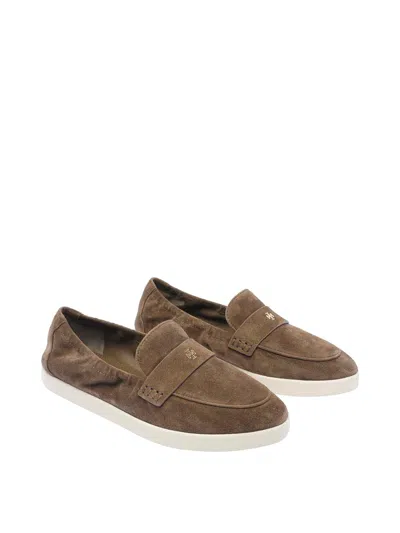 Tory Burch Brown Loafers With Logo Plaque On The Front And Slip-on Design In Brown
