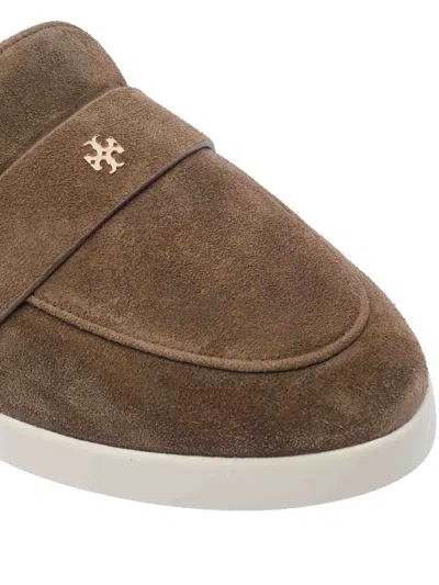 Tory Burch Brown Loafers With Logo Plaque On The Front And Slip-on Design In Brown