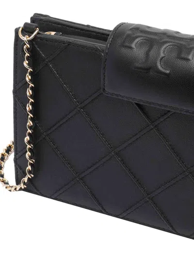 Tory Burch Fleming Leather Wallet On Chain In Black