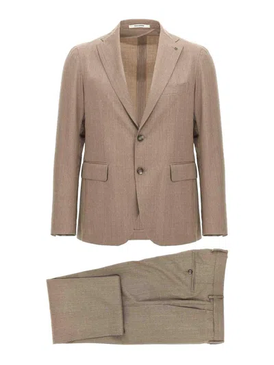 Tagliatore 'vesuvio' Suit With Notch Lapel In Neutral