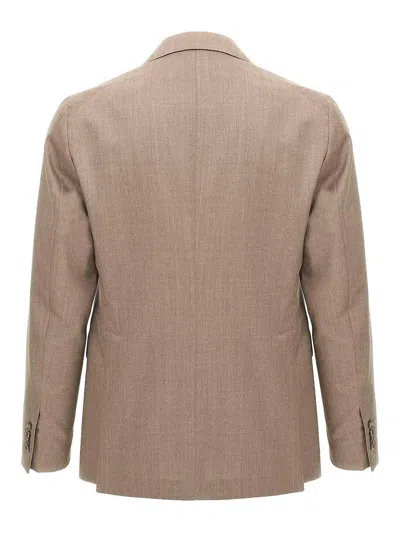 Tagliatore 'vesuvio' Suit With Notch Lapel In Neutral