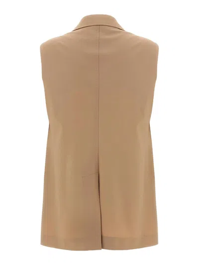 Tagliatore Bernice Double-breasted Sleeveless Blazer In Brown