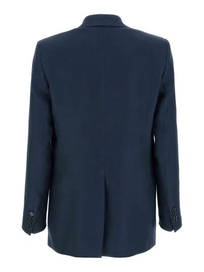 Tagliatore Tailored Jacket With Structured Shoulders And Vent In Blue