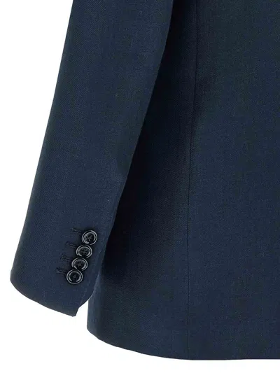 Tagliatore Tailored Jacket With Structured Shoulders And Vent In Blue