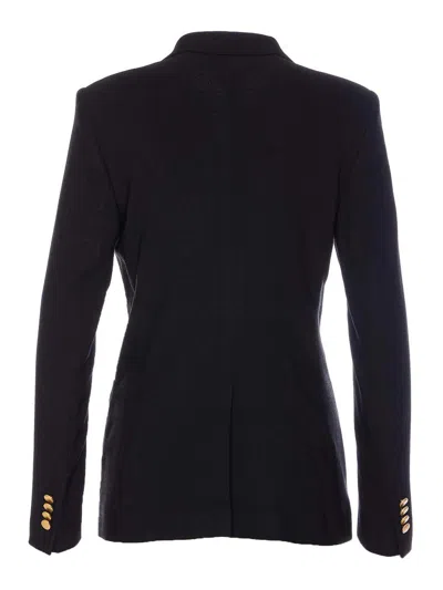 Tagliatore Long Sleeve Double-breasted Jacket With Gold Buttons In Black