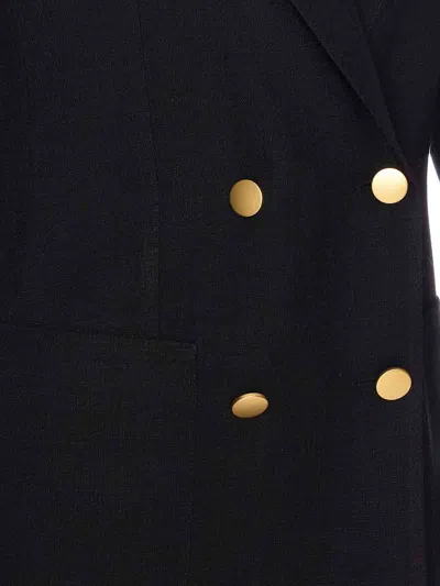 Tagliatore Long Sleeve Double-breasted Jacket With Gold Buttons In Black
