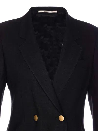 Tagliatore Long Sleeve Double-breasted Jacket With Gold Buttons In Black