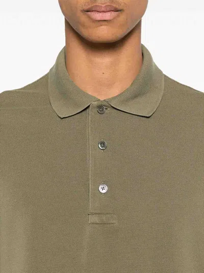 Tom Ford Classic Pique Polo With Tailored Fit In Green
