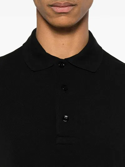 Tom Ford Pique Polo Shirt Ss Lyocell In Black