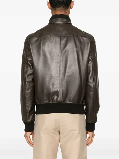 Tom Ford Zip-up Nappa Leather Bomber Jacket In Brown