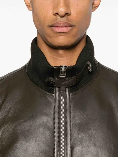 Tom Ford Zip-up Nappa Leather Bomber Jacket In Brown