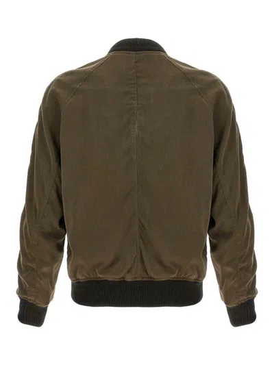 Tom Ford Ribbed Bomber Jacket With Button Accents In Brown