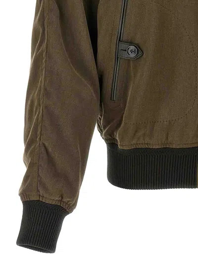 Tom Ford Ribbed Bomber Jacket With Button Accents In Brown