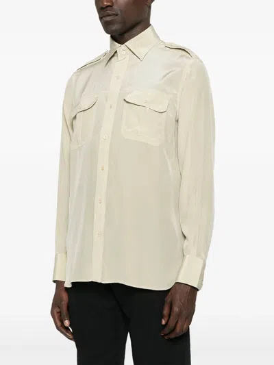 Tom Ford Oversized Silk Shirt In Neutral