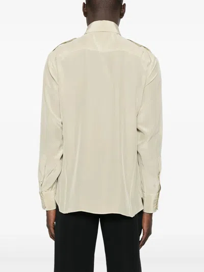 Tom Ford Oversized Silk Shirt In Neutral