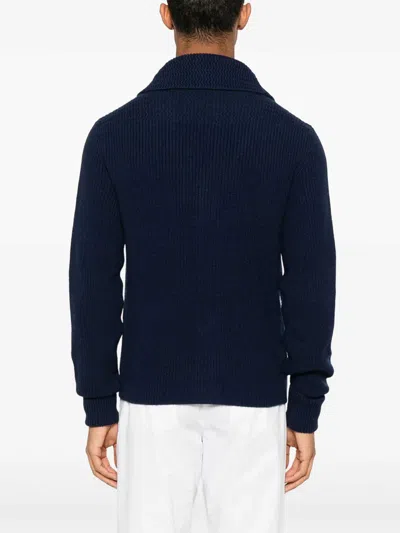 Tom Ford Cashmere Knit Sweater With Buffalo Horn Buttons And Shawl Collar In Black