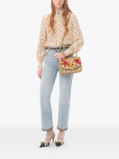 Valentino Crepe De Chine Shirt With Cherryfic Print In Neutral