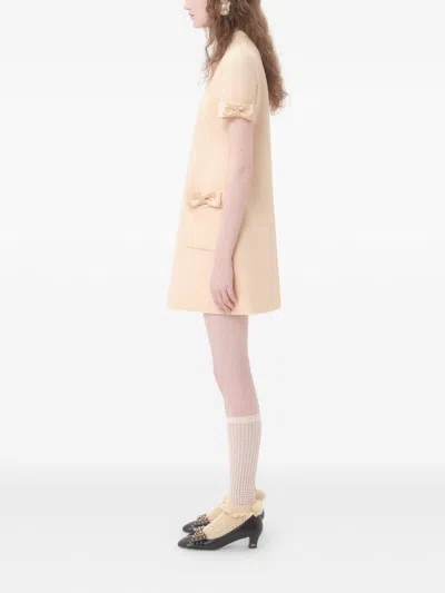 Valentino Beige Wool And Silk Short Dress In Neutral
