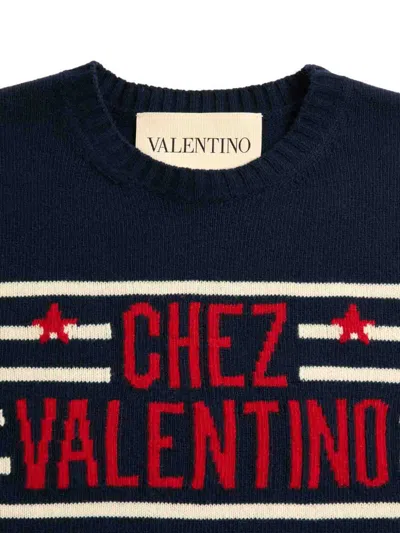 Valentino Garavani Crewneck Sweater With Bold Jacquard Motif In Black