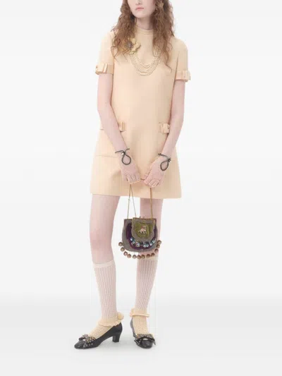Valentino Beige Wool And Silk Short Dress In Neutral