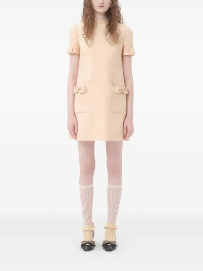 Valentino Beige Wool And Silk Short Dress In Neutral