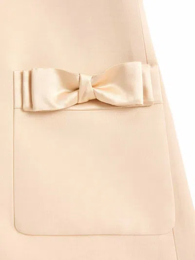 Valentino Beige Wool And Silk Short Dress In Neutral