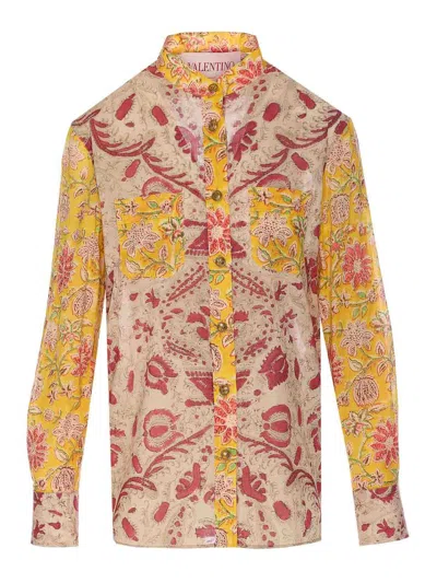 Valentino Crewneck Floral Pattern Collared Neck In Multi