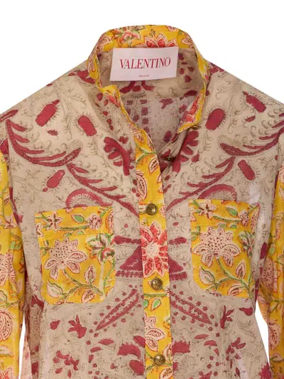 Valentino Crewneck Floral Pattern Collared Neck In Multi