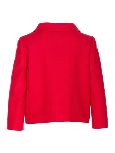 Valentino Womens Paris Heart-button Relaxed-fit Wool And Silk Jacket In Red