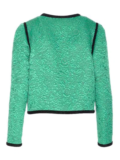 Valentino Womens Pure Green Floral Crop Wool And Silk Jacket In Green