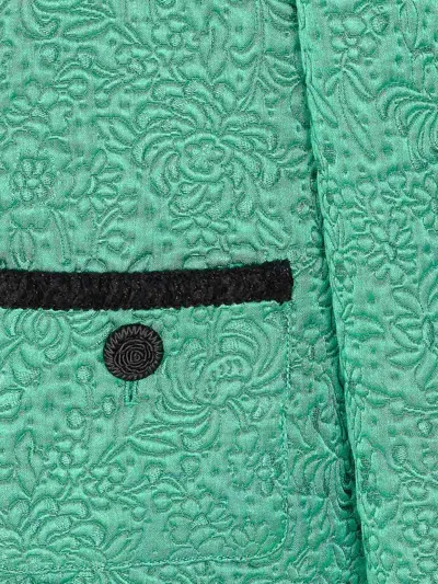 Valentino Womens Pure Green Floral Crop Wool And Silk Jacket In Green