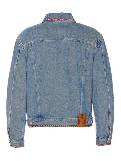 Valentino Denim Jackets Embroideries In Blue