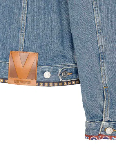 Valentino Denim Jackets Embroideries In Blue