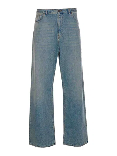 Valentino Rolled Cuffs Denim Trousers In Blue