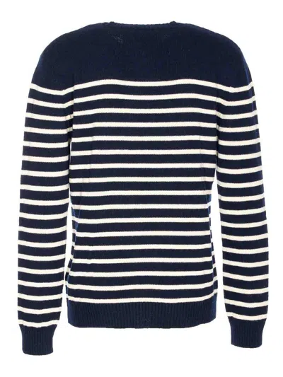 Valentino Garavani Crewneck Sweater With Bold Jacquard Motif In Blue