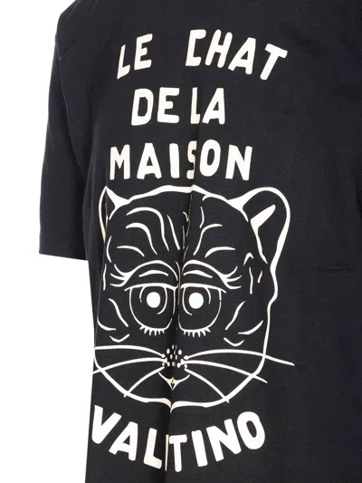Valentino Garavani T-shirt With Le Chat De La Maison Print In Blue