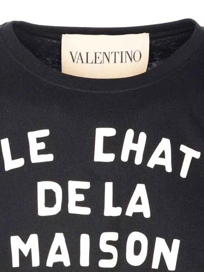 Valentino Garavani T-shirt With Le Chat De La Maison Print In Blue