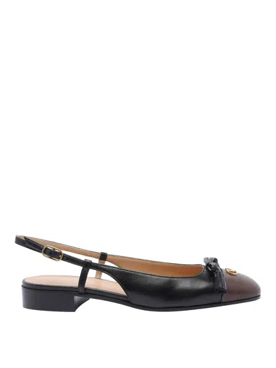 Valentino Valet Du Roi Leather Slingback Ballerina Flat In Black